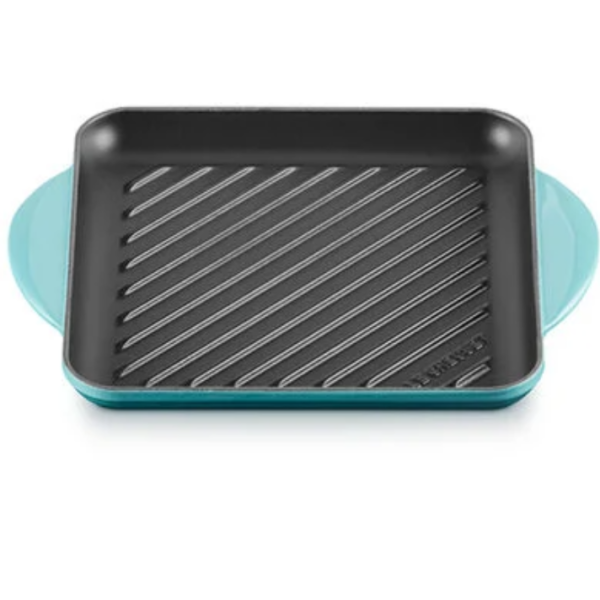 Le Creuset Cast Iron Square Grill Pan 24cm Caribbean Blue